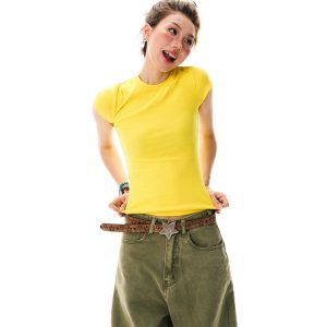 Solid Color Pink Cropped T-Shirt for Women - Short Sleeve, Slim Fit, Spicy Girl Style, Summer Essential