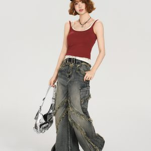 Spicy Girl American-Style Two-Piece Camisole for Women - Summer Slim Fit Top with Chest Pads, Flattering Outerwear, Y2K Fashion