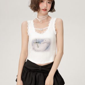 Spicy Girl Camisole with Lace Trim - Women's Summer Slim-Fit Top in American Style - Trendy Casual Fashion