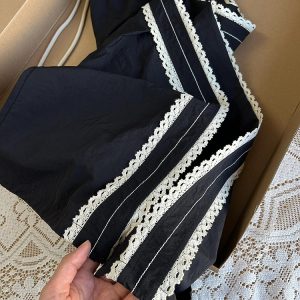 Spicy Girl Cargo Pants for Women – American-Style Lace Splicing, Wide-Leg Design, Flattering for Petite Figures, Versatile Casual Wear