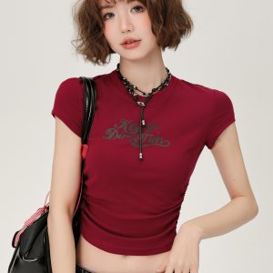 Spicy Girl Cropped Short Sleeve T-Shirt for Women, Slim Fit Summer Style, Sweet and Cool Casual Top