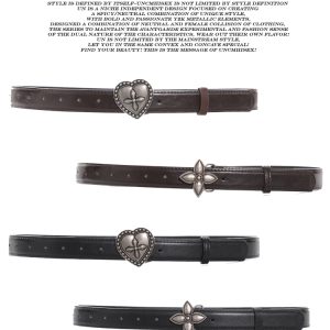 Spicy Girl Cross Heart Metal Thin Belt - Trendy Niche Accessory for 90s and Y2K Fashion Styles