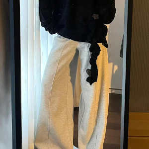 Spicy Girl Gray Casual Wide-Leg Sweatpants for Women - Loose Draped American-Style Sports Pants for Spring and Autumn