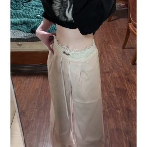 Spicy Girl Lace Patchwork Striped Cargo Pants for Women - Loose Straight Wide-Leg Hip-Hop Casual Sports Trousers