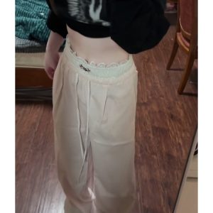 Spicy Girl Lace Patchwork Striped Cargo Pants for Women - Loose Straight Wide-Leg Hip-Hop Casual Sports Trousers