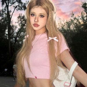 Spicy Girl Letter Foam Slim Fit Short Sleeve T-Shirt for Women - Summer American Style Flattering Top, Niche Fashion Trend