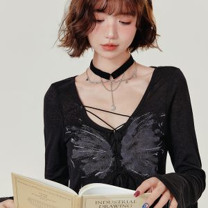 Spicy Girl Long Sleeve T-Shirt with Ruffled Edge - Women's Autumn Knit Cardigan Jacket in American Style, Casual Chic Fashion