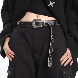 Spicy Girl Metal Work Belt - American Style Niche Design with Star Accents for Trendy 90s and Y2K Fashion