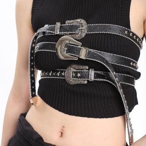 Spicy Girl Metal Work Belt - American Style Niche Design with Star Accents for Trendy 90s and Y2K Fashion