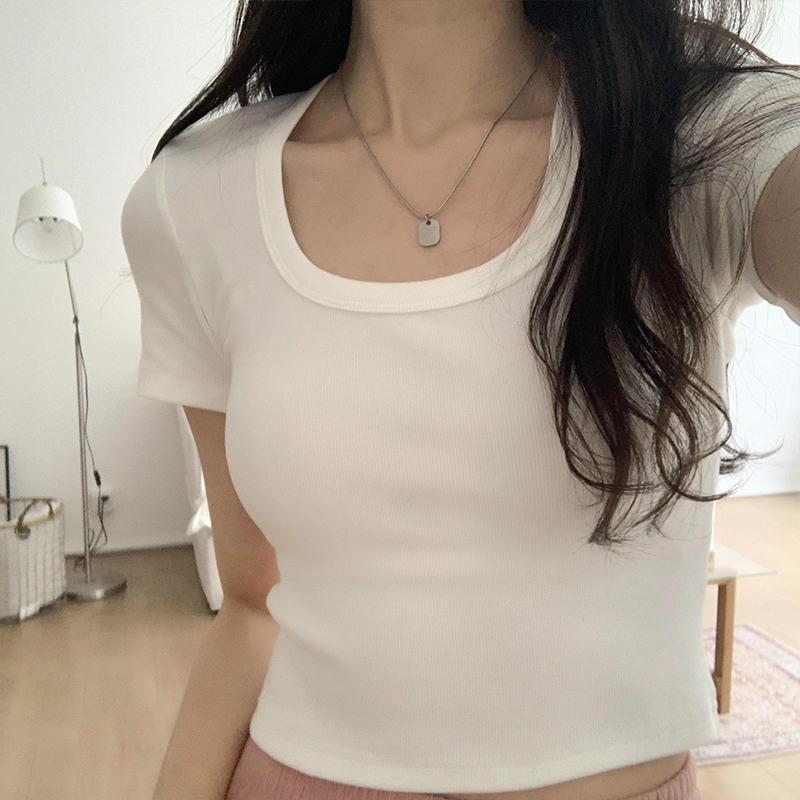 Spicy Girl Summer T-Shirt - Sweet and Stylish High-End Half Sleeve Shoulder Top for Trendy Looks Spicy Girl Summer T-Shirt - Sweet and Stylish High-End Half Sleeve Shoulder Top for Trendy Looks