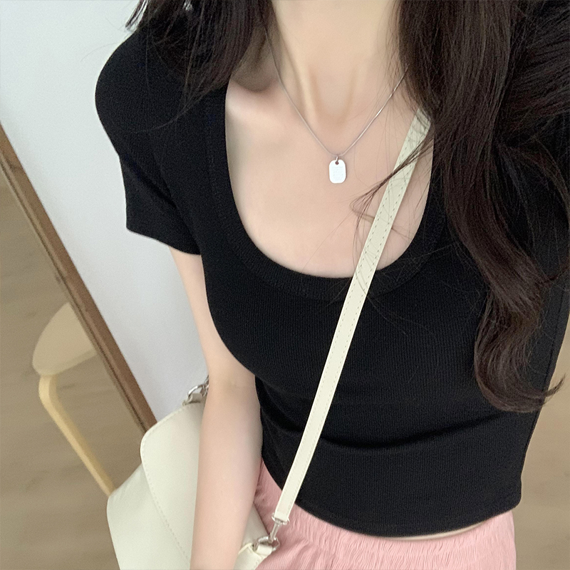 Spicy Girl Summer T-Shirt - Sweet and Stylish High-End Half Sleeve Shoulder Top for Trendy Looks Spicy Girl Summer T-Shirt - Sweet and Stylish High-End Half Sleeve Shoulder Top for Trendy Looks