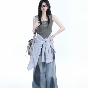 Spicy Girl Tank Top for Women - American-Style Slim Fit, Unique Design for Layering, Casual Streetwear