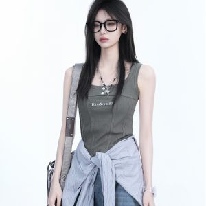 Spicy Girl Tank Top for Women - American-Style Slim Fit, Unique Design for Layering, Casual Streetwear