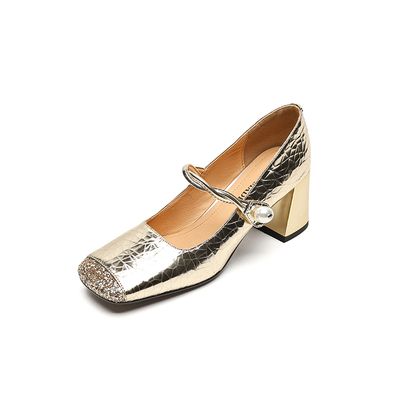 Spliced Sheepskin High Heeled Chunky Mary Jane Shoes for Women - Square Toe, Plus Size, Spring Summer 2025 Fashion Spliced Sheepskin High Heeled Chunky Mary Jane Shoes for Women - Square Toe, Plus Size, Spring Summer 2025 Fashion