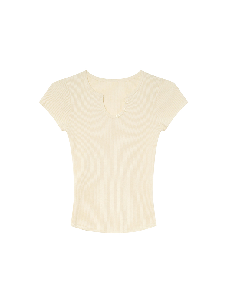 Split Hem Small Round Neck Knitted Short Sleeve T-Shirt for Women - Summer 2025 Niche Slim Fit Top, Perfect for 90s and Y2K Styles Split Hem Small Round Neck Knitted Short Sleeve T-Shirt for Women - Summer 2025 Niche Slim Fit Top, Perfect for 90s and Y2K Styles