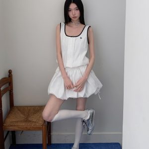 Sporty Casual Sleeveless Floral Balloon Bubble Dress for Girls - Trendy 90s Inspired Design