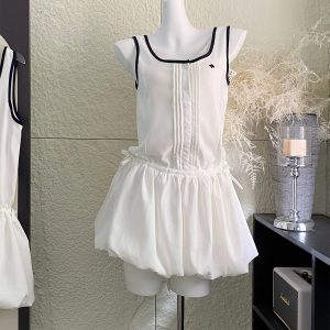 Sporty Casual Sleeveless Floral Balloon Bubble Dress for Girls - Trendy 90s Inspired Design