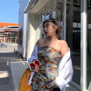 Spring Floral Strapless Camisole - Irregular Waist-Defining Design for Women - Trendy Y2K Style Top