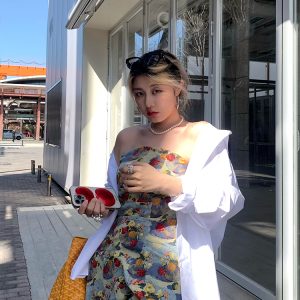 Spring Floral Strapless Camisole - Irregular Waist-Defining Design for Women - Trendy Y2K Style Top