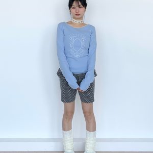 Spring Gray Polka Dot Lace Girl Shorts - Trendy Y2K Style Summer Fashion for Kids