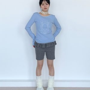 Spring Gray Polka Dot Lace Girl Shorts - Trendy Y2K Style Summer Fashion for Kids