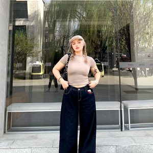 Spring High-Waisted Slim Straight Leg Jeans for Women - Versatile Loose Wide-Leg Floor-Length Pants, Y2K Fashion Style