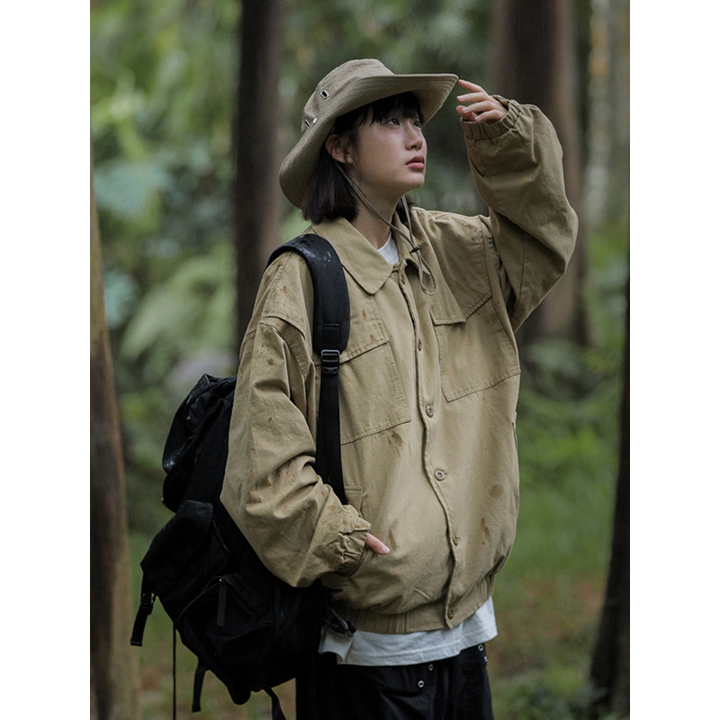 Spring Japanese City Boy Loose Shirt Jacket for Women - Vintage Workwear Style Versatile Coat for Men, Casual Streetwear Fashion