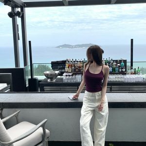 Spring Milk Flavored Jacquard Denim Pants for Women, High-End Slim Fit White Straight Leg Summer Trousers