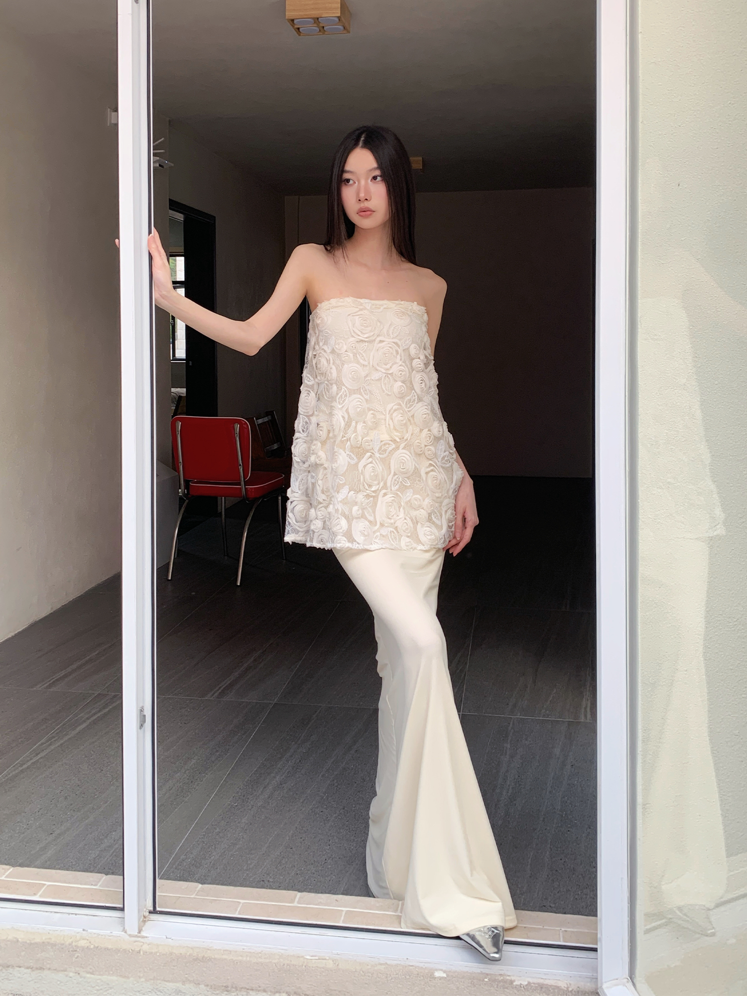 Spring Ode 3D Rose Embroidery Floral Sequin Strapless A-Line Mermaid Dress with Tulle Set - Perfect for Weddings and Parties Spring Ode 3D Rose Embroidery Floral Sequin Strapless A-Line Mermaid Dress with Tulle Set - Perfect for Weddings and Parties