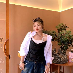 Spring Versatile Slimming Long Sleeve Shirt for Women with Unique Design - Trendy 90s Inspired Fashion Top