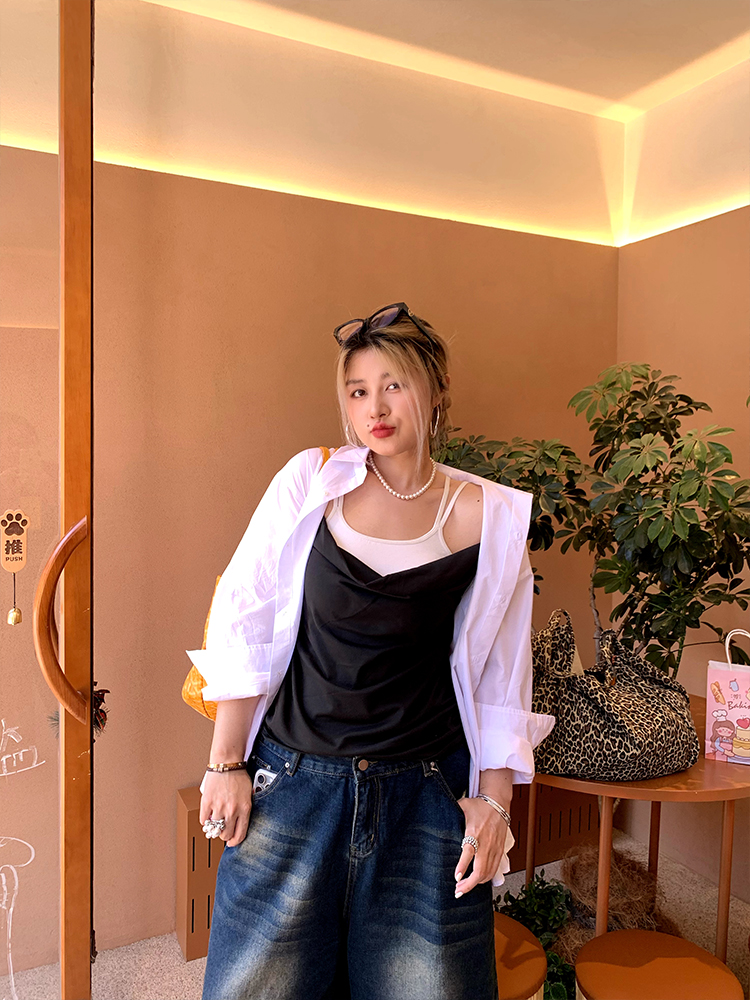 Spring Versatile Slimming Long Sleeve Shirt for Women with Unique Design - Trendy 90s Inspired Fashion Top Spring Versatile Slimming Long Sleeve Shirt for Women with Unique Design - Trendy 90s Inspired Fashion Top