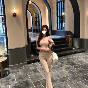 Square-Neck Knitted Double-Breasted Slim-Fit Top in Pure Desire Style - Trendy Y2K-Inspired Fashion Piece