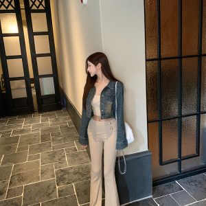 Square-Neck Knitted Double-Breasted Slim-Fit Top in Pure Desire Style - Trendy Y2K-Inspired Fashion Piece