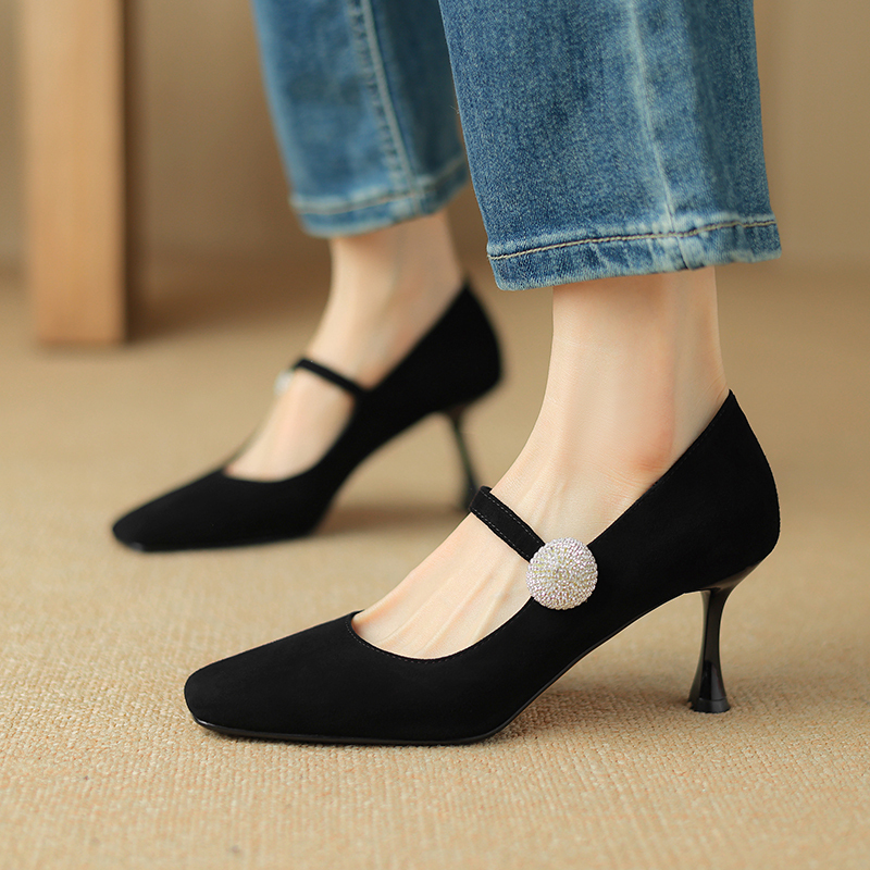 Square Toe High Heel Wedding Shoes for Women - One Strap Thin Heel Design, Stylish Italian-Inspired Footwear