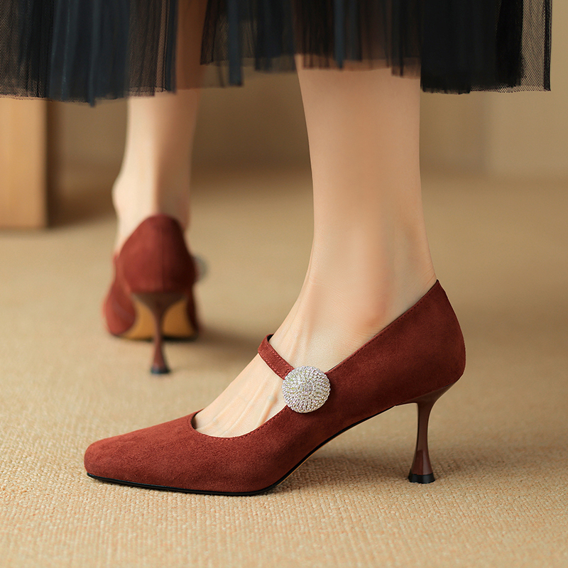 Square Toe High Heel Wedding Shoes for Women - One Strap Thin Heel Design, Stylish Italian-Inspired Footwear