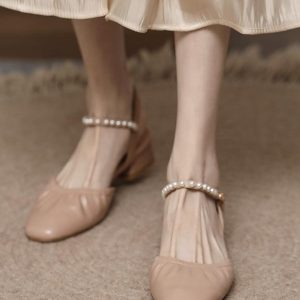 Square-Toed Pleated Chunky Heel Flat Sandals - Closed Toe One Strap Grandma Style, Italian Corso Venezia Inspired