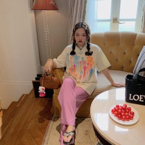 Star Print Short Sleeve T-Shirt for Women, Plus Size Round Neck Summer Top, Trendy Niche Design, Perfect for Dopamine Dressing