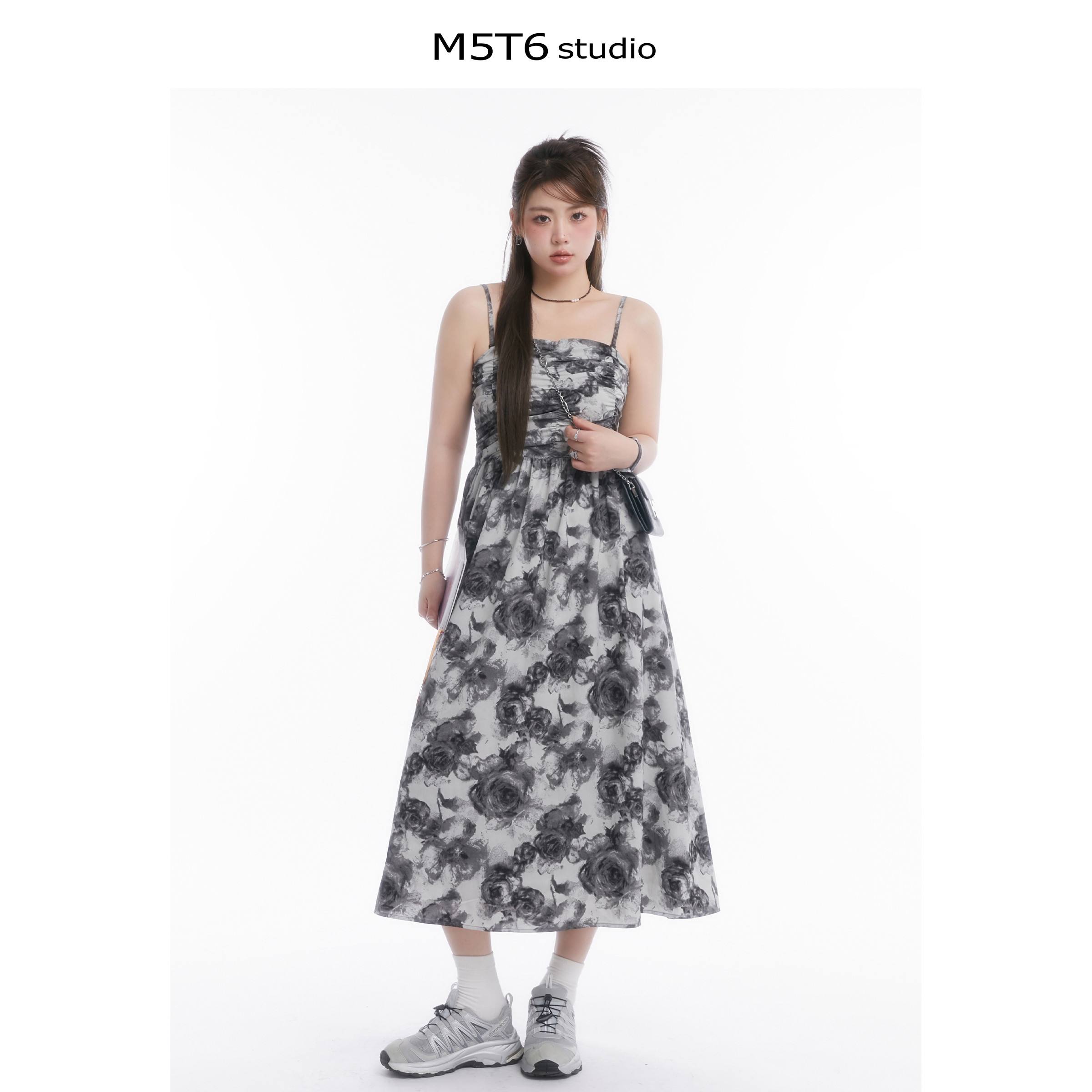 Strapless Mid-Summer Bloom Ink Wash Long Dress - Curvy Fit, Waist-Defining, Sexy Backless Style, Perfect for Summer Events