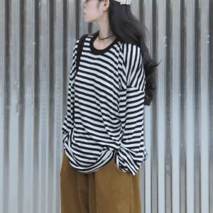 Striped Long-Sleeve Lightweight T-Shirt for Women - Summer Style, Loose-Fitting, Breathable Base Layer, Versatile Casual Top