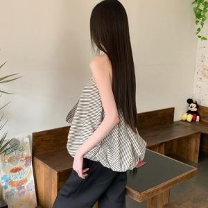 Striped Neck Tie Cloud Camisole - Summer Design, Trendy Niche Style, Perfect for Y2K and 90s Inspired Fashion