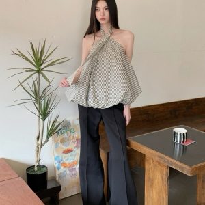 Striped Neck Tie Cloud Camisole - Summer Design, Trendy Niche Style, Perfect for Y2K and 90s Inspired Fashion