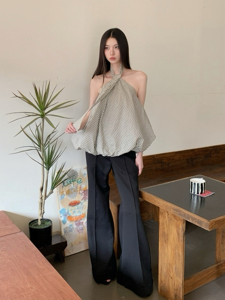 Striped Neck Tie Cloud Camisole - Summer Design, Trendy Niche Style, Perfect for Y2K and 90s Inspired Fashion Striped Neck Tie Cloud Camisole - Summer Design, Trendy Niche Style, Perfect for Y2K and 90s Inspired Fashion