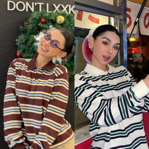 Striped Retro Academy Polo Shirt - Vintage Style, 90s Inspired, Perfect for Casual Outfits