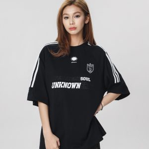 Striped Short Sleeve T-Shirt for Women - Casual American Sports Style, Loose Fit Summer Top for Couples