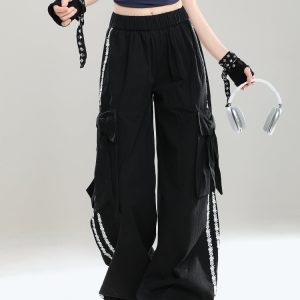 Stylish Butterfly Knot Casual Pants for Girls - Summer Loose Wide-Leg Trousers, Straight-Leg Draping Floor-Length Fashion Pants