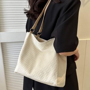 Stylish Women's Canvas Commuter Tote Bag - 2025 High-Capacity Shoulder Bag for Everyday Fashion