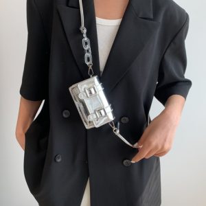 Summer 2025 Mini Handbag for Women, Niche Laser Chain Crossbody Bag, High-Quality Small Square Open-Top Bag