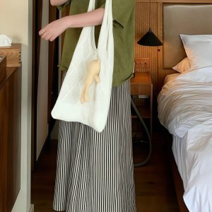 Summer 2025 Striped Wide-Leg Pants for Women - Thin, Loose, Casual Nine-Point Plus Size Trousers