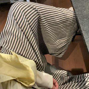 Summer 2025 Striped Wide-Leg Pants for Women - Thin, Loose, Casual Nine-Point Plus Size Trousers