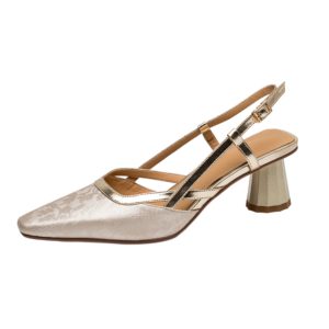 Summer 2025 Women's Chunky Heel Back Strap Closed Toe Sandals, Embroidered Cowhide National Style